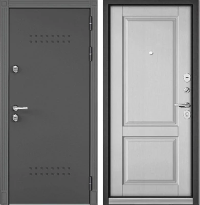 Дверь Бульдорс TERMO STANDART MP БУКЛЕ БУКЛЕ графит R-5/Дуб шале белый - 1