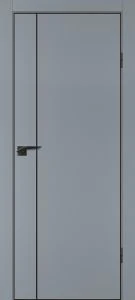 Межкомнатная дверь P-21  черный молдинг PET,  кромка ABS черная c 4-х ст. Серый матовый
