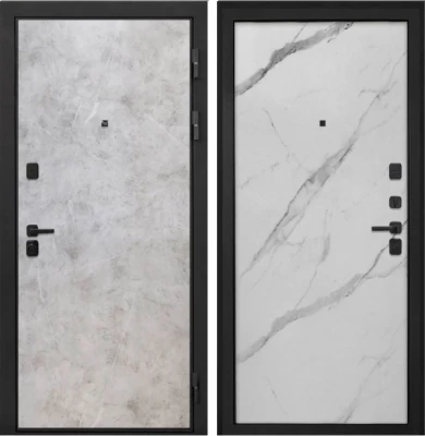 Дверь Интекрон Профит Black (фурнитура черная) Мрамор светлый