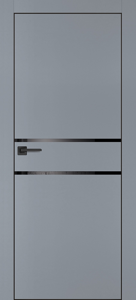 Фото Межкомнатная дверь PX-18 черная кромка с 4-х ст. Серый матовый
